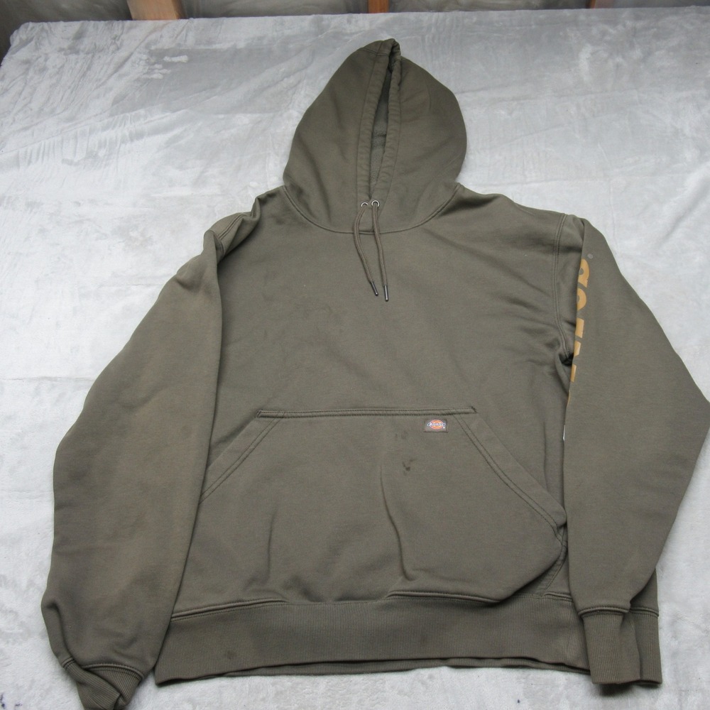 Dickies Hoodie Men‎ Medium Green Fleece Heavyweight Graphic Sleeve Sweatshirt
